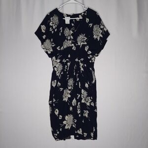 Casual Corner Vtg Dress 10 Floral Empire VNeck Button Midi Feminine Old Money